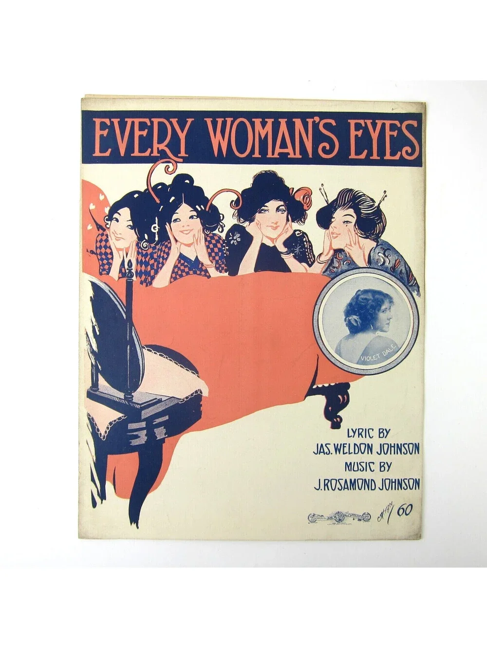 Black Poet JAMES WELDON JOHNSON Sheet Music Every Woman's Eyes 1912 Antique RARE